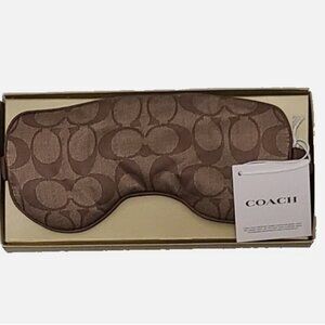 Coach Signature Eye Mask Unisex Khaki Silk Sleep Mask